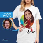 Custom Soccer Player Portrait T-Shirt – Transform Your Photo into Personalized Football Tee Customizable Women short sleeves www.customywear.com 6