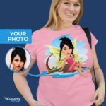 Personalized Angelic Fairy T-Shirt – Transform Your Photo into Custom Angel Tee Customizable Women short sleeves www.customywear.com 7