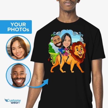 Personalized Lion Couples Shirts: Transform Photos into Adventure Attire Custom Gifts - Lion King www.customywear.com