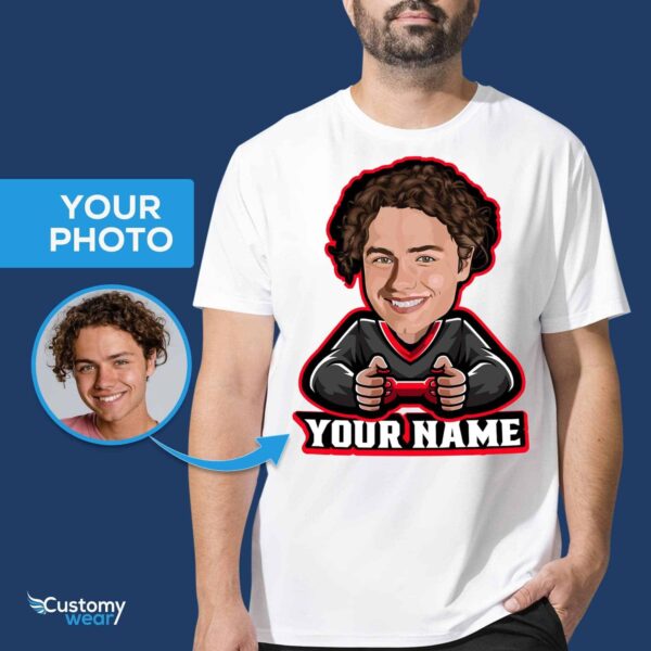 Personalized Gamer Portrait Tee | Custom PC Gamer T-Shirt | Unique Gaming Gift Men www.customywear.com