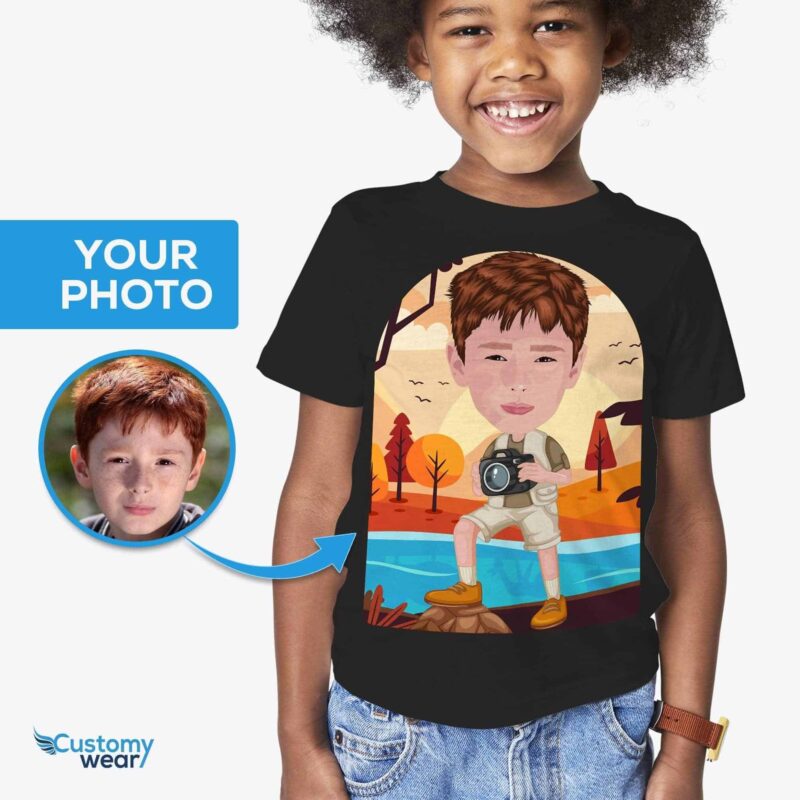 Personalized Photographer Youth T-Shirt | Custom Photo Print Tee Boy's T-shirts www.customywear.com 4