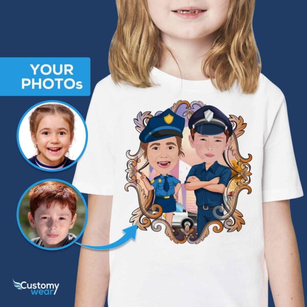 Personalized Police Siblings Tee | Custom Youth Gift Customizable Siblings T-shirts www.customywear.com 2