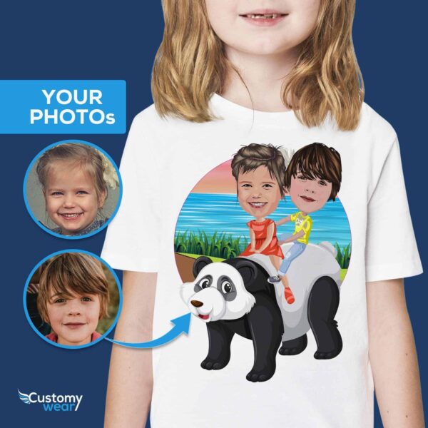 Custom Panda Portrait Tee | Personalized Adventure Shirt for Kids Siblings www.customywear.com