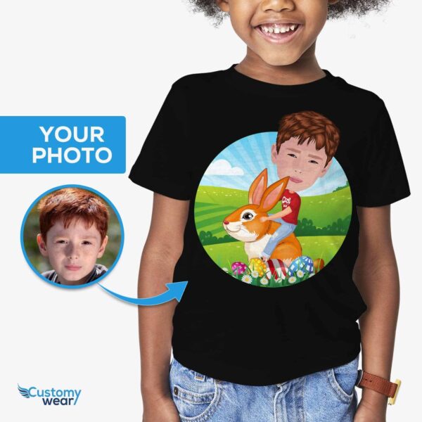 Personalized Easter Bunny Shirt | Custom Photo Tee for Youth Boy's T-shirts www.customywear.com