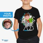 Personalized Youth Zebra Rider T-Shirt | Custom Photo Tee for Adventure Lovers Boy's T-shirts www.customywear.com 6