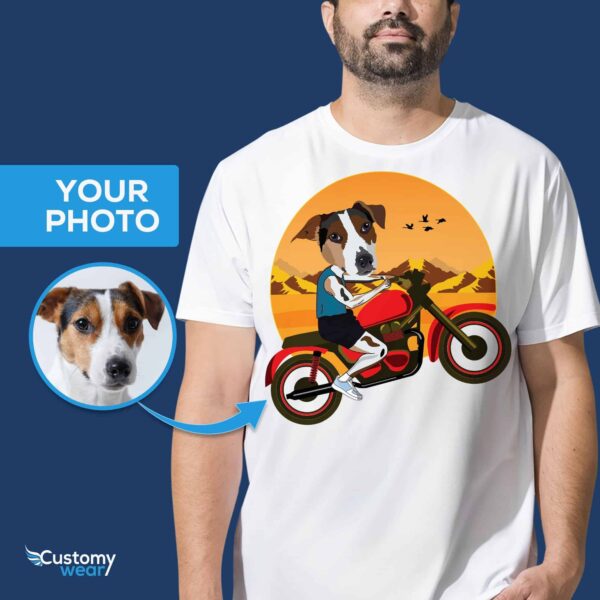 Custom Pet Portrait Art T-Shirt | Turn Your Photo into Personalized Dog Rider Tee All Pet tees www.customywear.com