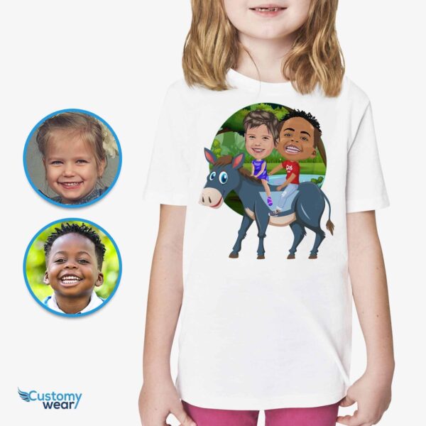 Personalized Donkey Riding Siblings Shirts – Custom Funny Kids Tee Axtra - ALL vector shirts - male www.customywear.com 2