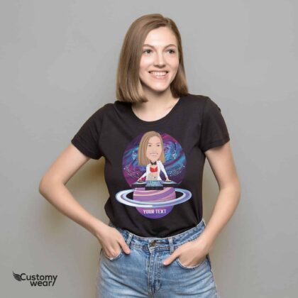 Custom Female DJ Space T-Shirt – Personalized Music Tee T-shirts for Women www.customywear.com