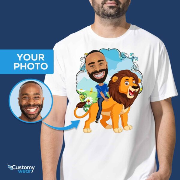 Custom Lion Riding Man Shirt | Personalized Lion Rider Tee Animal Lovers www.customywear.com