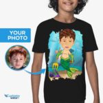 Personalized Mermaid Boy Ocean T-Shirt | Custom Underwater Adventure Tee Boy's T-shirts www.customywear.com 6