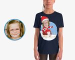 Personalized Merry Christmas Youth T-Shirt | Custom Santa Claus Snowboarding Tee Customizable Girls tees www.customywear.com 7