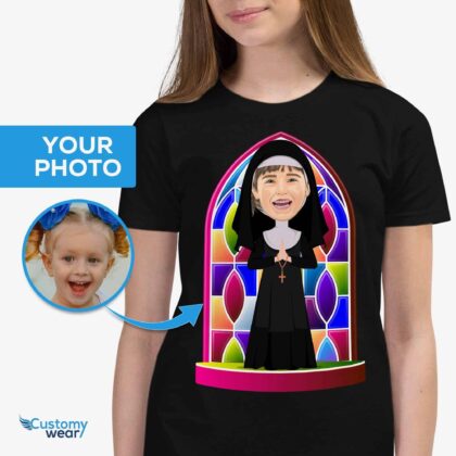 Custom Nun Young Girl Shirt | Personalized Religious Tee Girl's T-shirts www.customywear.com