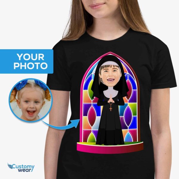 Custom Nun Young Girl Shirt | Personalized Religious Tee Customizable Girls tees www.customywear.com