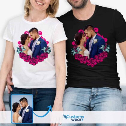 Couple’s Matching T-Shirts: Custom Short Sleeve Tees for Shared Moments Couple www.customywear.com 2