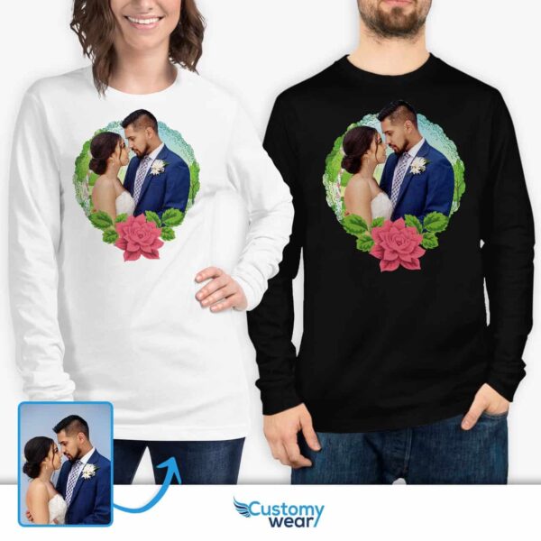 Modern Wedding Anniversary Gifts by Year: Long Sleeve Floral Custom T-Shirt for Her and Women Custom arts - Floral Design www.customywear.com 2