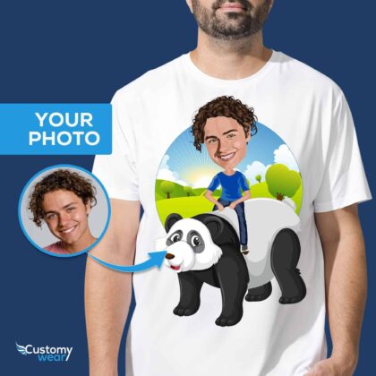 Custom Panda Riding Man Shirt | Personalized Animal Tee Animal Lovers www.customywear.com 2