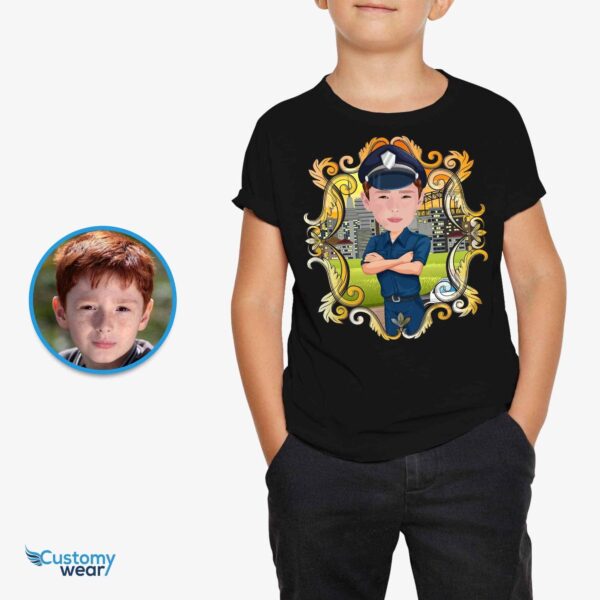 Custom Police Boy Shirt – Personalized Youth Tee with Your Photo Boy's T-shirts www.customywear.com 3