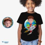 Embark on an Adventure: Custom Rocket Riding Boy Shirt – Personalized Spaceship Alien Kids Tee Boy's T-shirts www.customywear.com 7