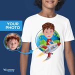 Embark on an Adventure: Custom Rocket Riding Boy Shirt - Personalized Spaceship Alien Kids Tee