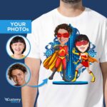 Personalized Superhero Couples Shirt – Unleash Your Super Love! Custom Gifts - Superhero original red www.customywear.com 6