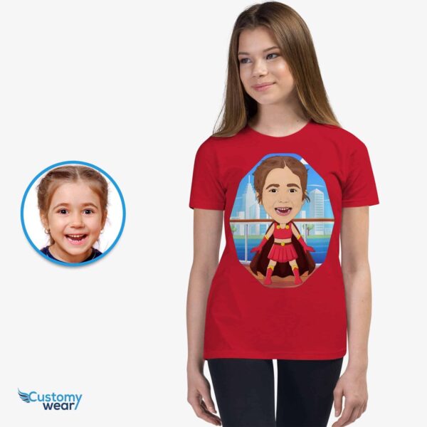 Personalized Superhero Girl Portrait Tee – Unleash Her Inner Hero Axtra – Superhero – women www.customywear.com 2