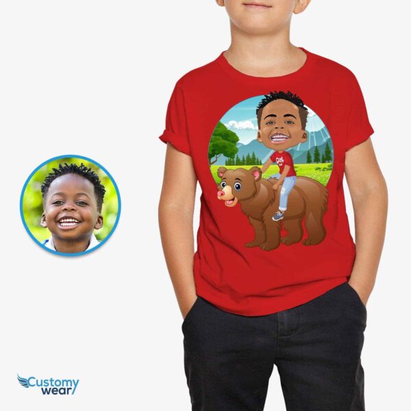 Custom Youth Bear Riding Shirt | Personalized Funny Kids Tee All Boys Tees www.customywear.com 2