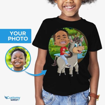 Custom Youth Donkey Ride Shirt | Personalized Funny Kids Tee Boy's T-shirts www.customywear.com