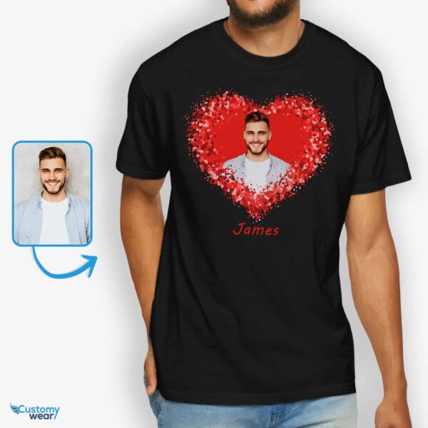 Men’s Valentines Flowers Custom Photo T-Shirt: Personalized Romance gift Custom Gifts - Flower heart www.customywear.com