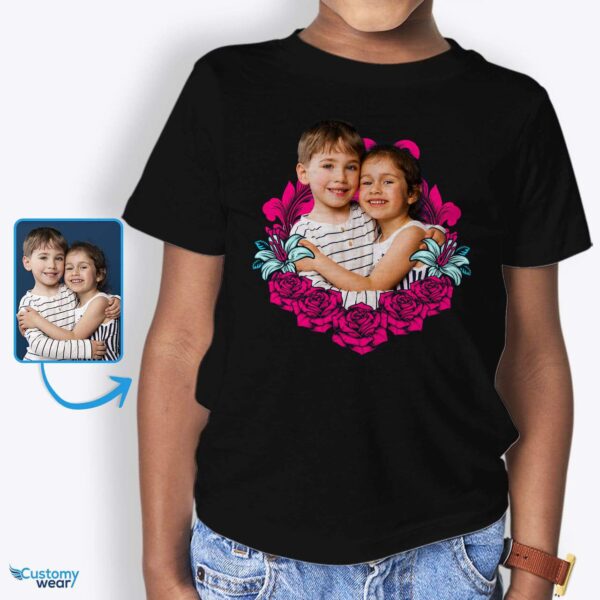 Custom Birthday T-Shirt for Young Kids and Youth | Personalized Floral Design Customizable Siblings T-shirts www.customywear.com