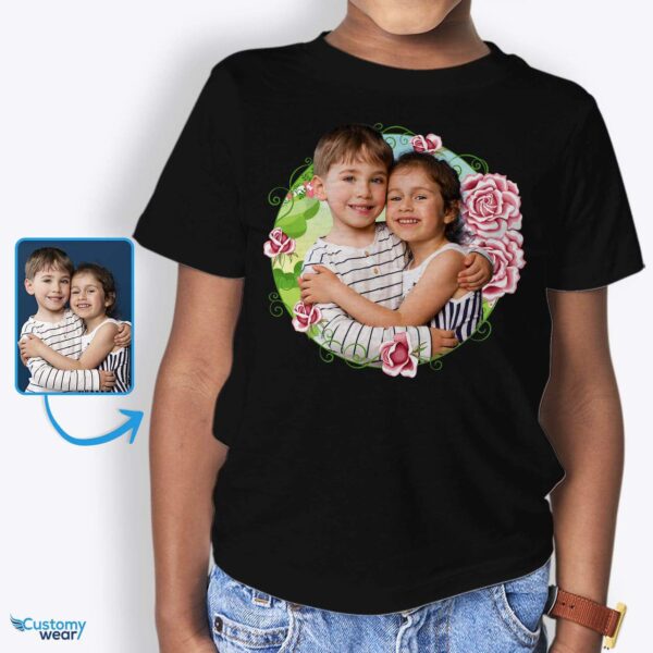 Custom Birthday T-Shirt for Little Siblings and Kids | Personalized Floral Delight Customizable Siblings T-shirts www.customywear.com