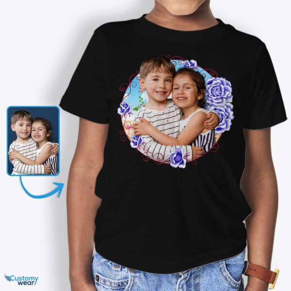 Custom Birthday T-Shirt for Son and Daughter – Personalized Floral Elegance Customizable Siblings T-shirts www.customywear.com