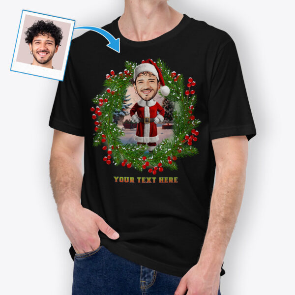 Custom Father Christmas T-Shirt for Men – Stylish Christmas T-Shirts for the Holidays Axtra – Ai Santa Claus Floral tree www.customywear.com