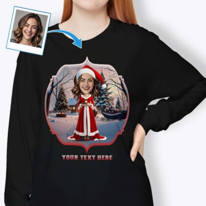 Funny Christmas T-Shirts – Personalized Santa Claus Tee for Girlfriend Custom Gifts - Ai Santa Claus www.customywear.com