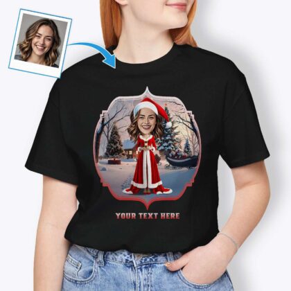 Custom Christmas T-Shirts – Santa Claus Design Tee for Her Custom Gifts - Ai Santa Claus www.customywear.com 2