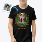 Custom Father Christmas T-Shirt for Boys – Stylish Custom X-Mas Shirt for Kids Custom Gifts - Santa Claus Floral tree www.customywear.com 5