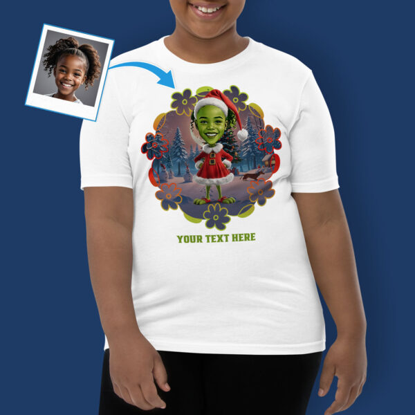 Girl Child Custom Christmas Grouch T-Shirt – Unique Christmas Themed Shirts for Girls Axtra – Ai Grinch www.customywear.com 12