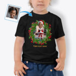 Toddler Girl Birthday Father Christmas Tee – Fun Custom X-Mas Shirt for Girls Custom Gifts - Santa Claus Floral tree www.customywear.com 4