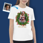 Custom Father Christmas T-Shirt for Girls – Unique Custom Christmas Shirt for Girls Axtra – Ai Santa Claus Floral tree www.customywear.com 3