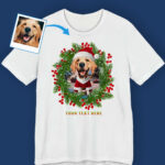 Funny Pet T-Shirt – Adorable Funny Christmas Dog Tee for Pet Owners Custom Gifts - Santa Claus Floral tree www.customywear.com 7