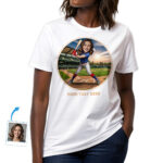 Personalized Baseball Player T-Shirt for Women – Custom Photo Baseball Gift Custom Gifts - Ai Baseball www.customywear.com 28