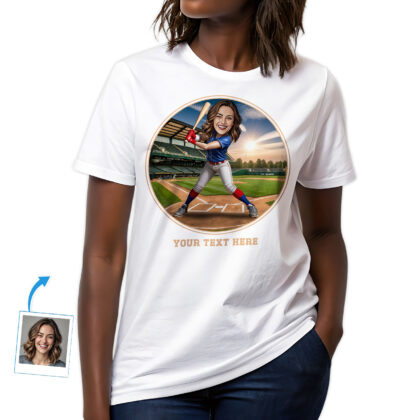 Personalized Baseball Player T-Shirt for Women – Custom Photo Baseball Gift Custom Gifts - Ai Baseball www.customywear.com 2