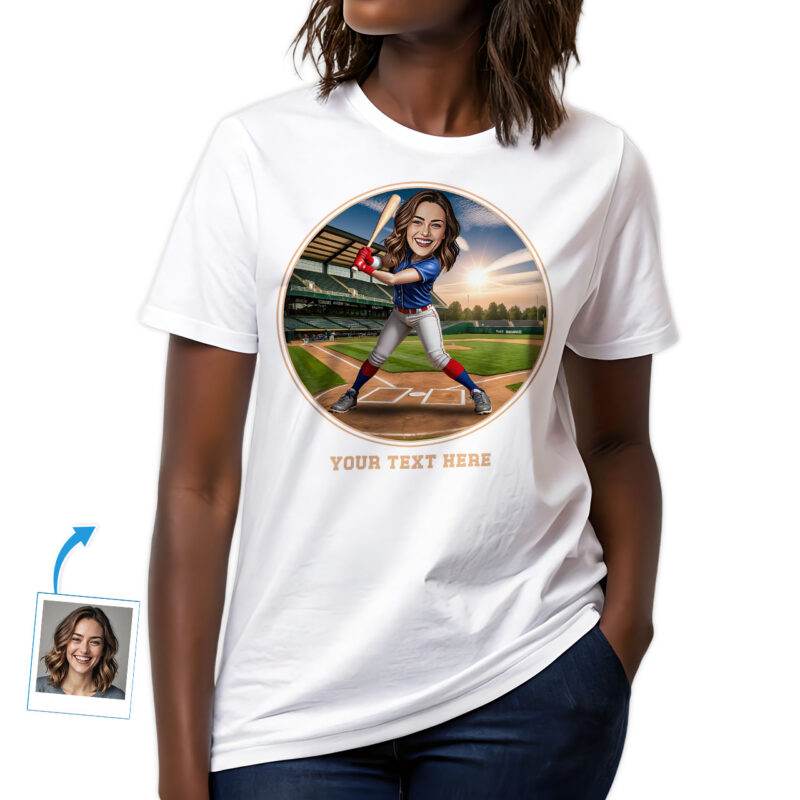 Personalized Baseball Player T-Shirt for Women – Custom Photo Baseball Gift Custom Gifts - Ai Baseball www.customywear.com 27