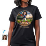 Personalized Baseball Player T-Shirt for Women – Custom Photo Baseball Gift Custom Gifts - Ai Baseball www.customywear.com 30